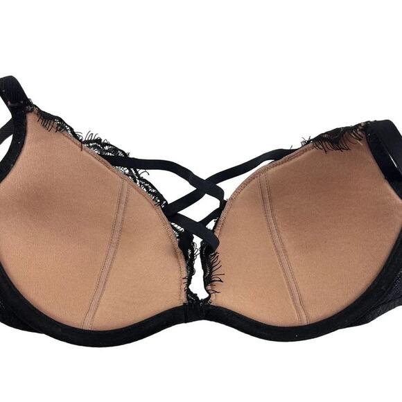 Adore Me Black and Tan Lace Strappy Bra Womens 34A - Picture 4 of 6
